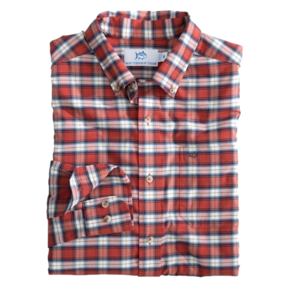 Southern Tide Coastal Passage Rockledge Plaid Long Sleeve Sport Shirt Size Large